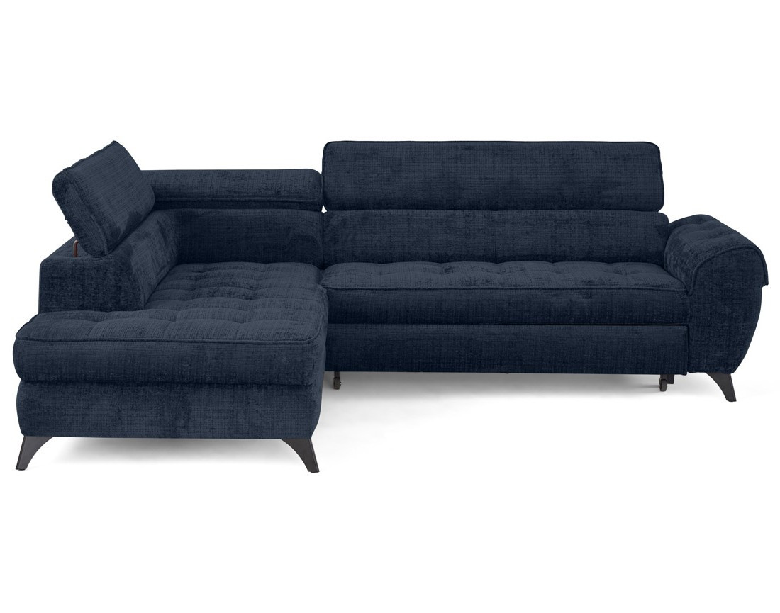 Canapé d'angle gauche convertible avec coffre en velours texturé Marlo