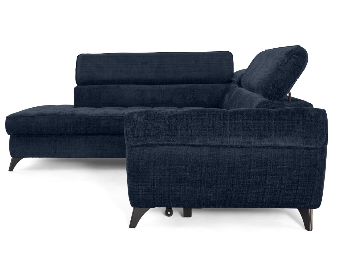 Canapé d'angle gauche convertible avec coffre en velours texturé Marlo