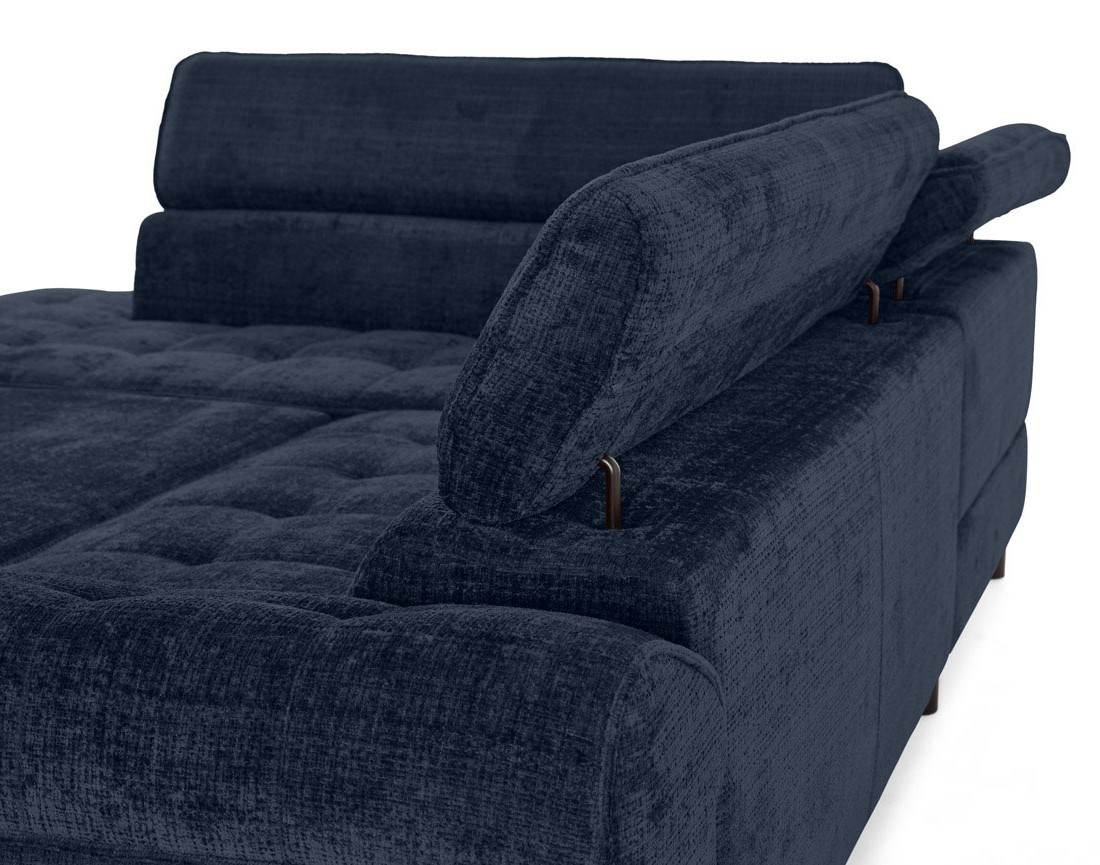 Canapé d'angle gauche convertible avec coffre en velours texturé Marlo