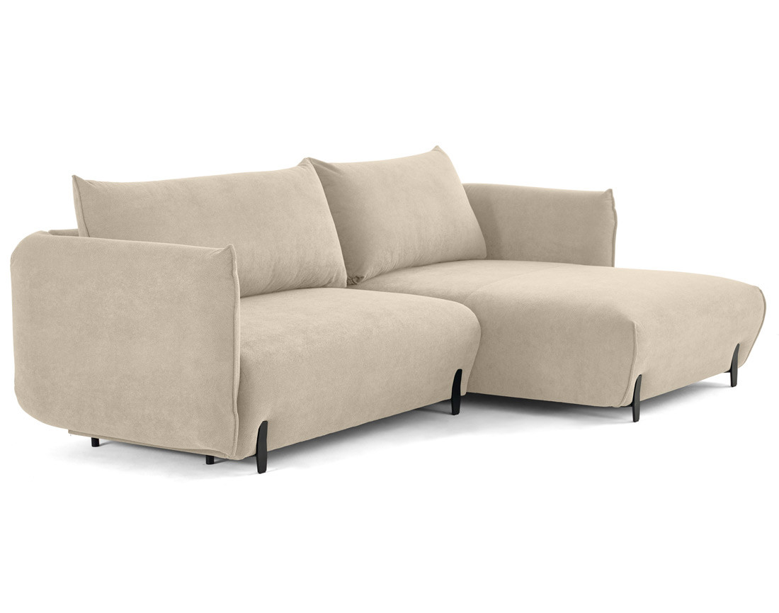 Canapé d'angle droit 4 places convertible avec coffre en tissu Gianni