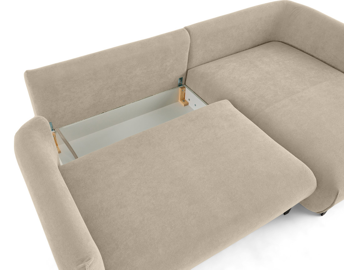 Canapé d'angle droit 4 places convertible avec coffre en tissu Gianni