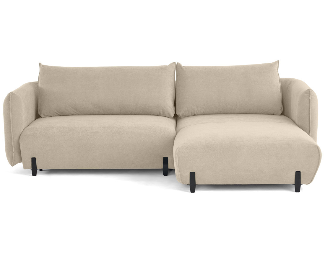 Canapé d'angle droit 4 places convertible avec coffre en tissu Gianni