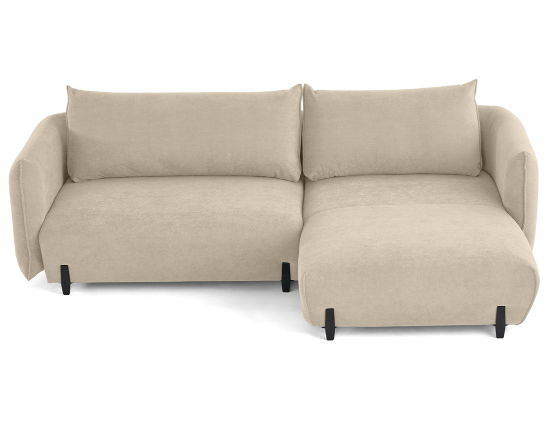 Canapé d'angle droit 4 places convertible avec coffre en tissu Gianni