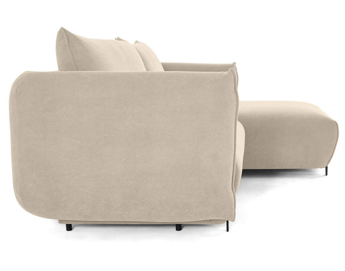 Canapé d'angle droit 4 places convertible avec coffre en tissu Gianni