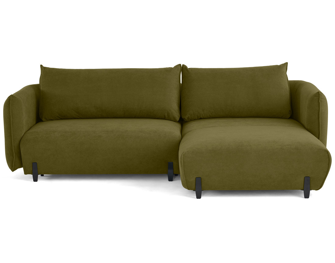 Canapé d'angle droit 4 places convertible avec coffre en tissu Gianni