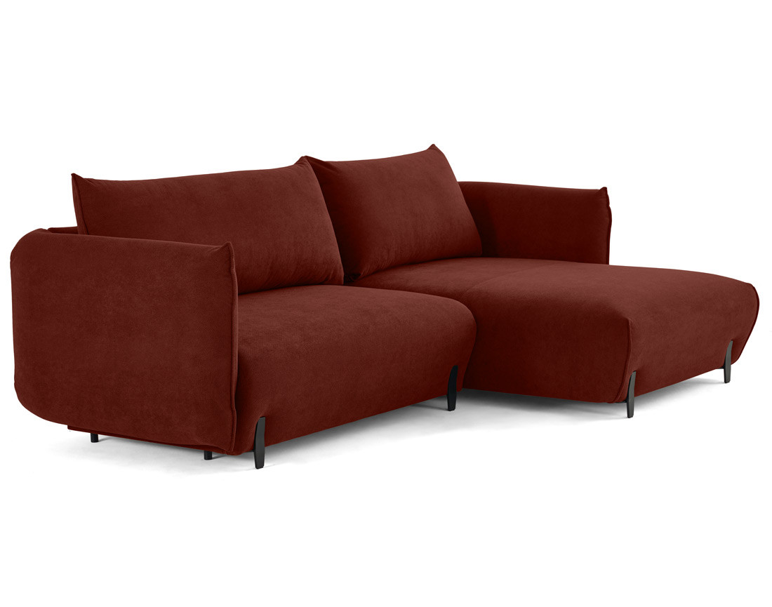 Canapé d'angle droit 4 places convertible avec coffre en tissu Gianni