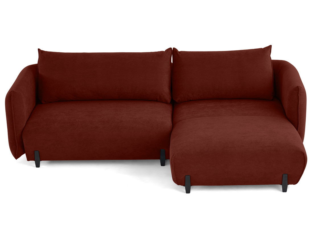 Canapé d'angle droit 4 places convertible avec coffre en tissu Gianni