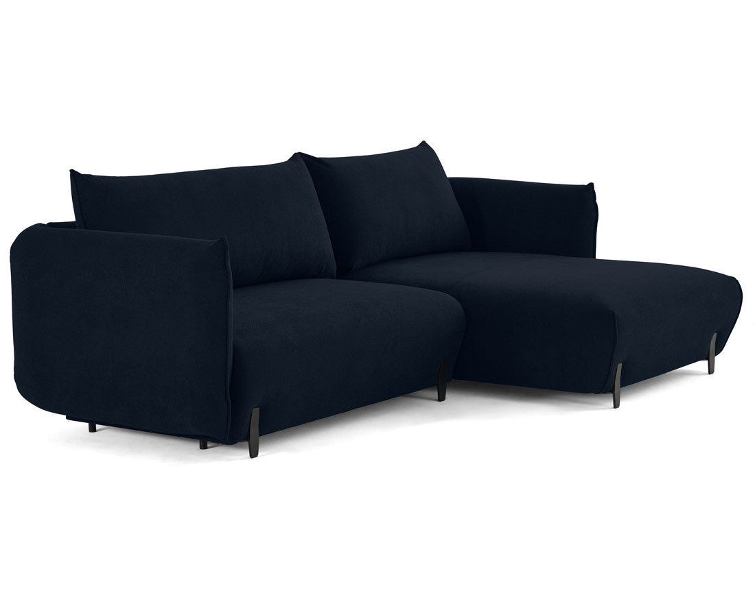 Canapé d'angle droit 4 places convertible avec coffre en tissu Gianni