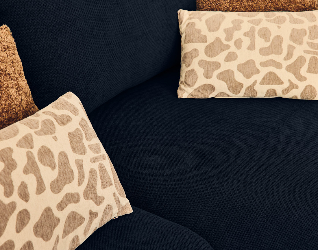 Canapé d'angle droit 4 places convertible avec coffre en tissu Gianni