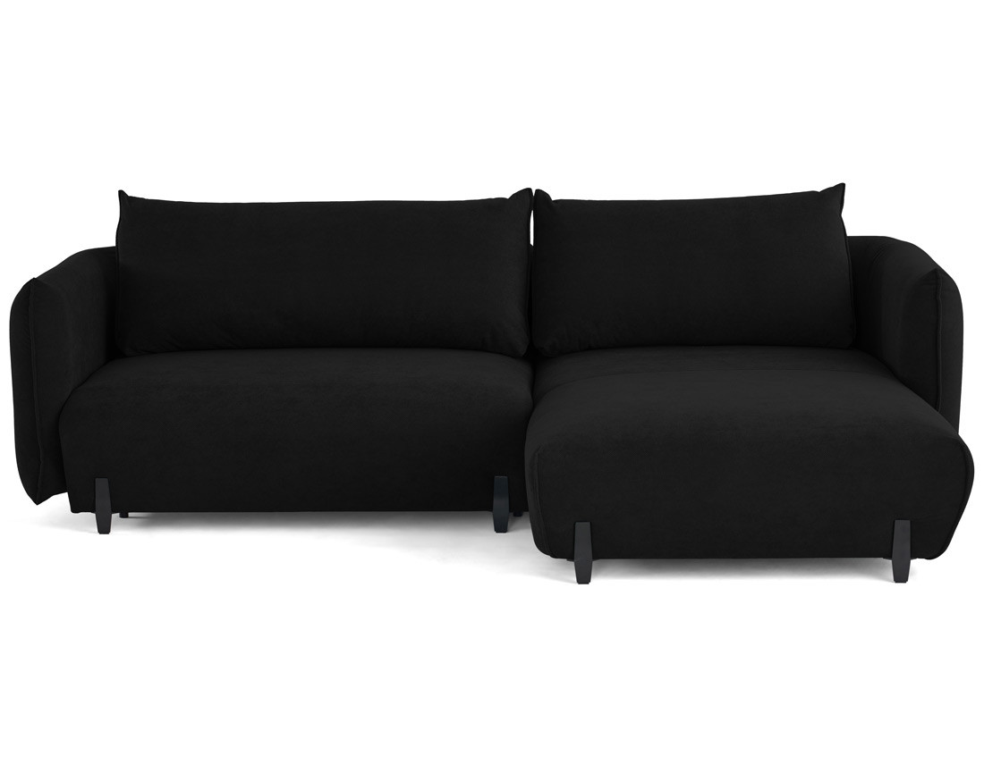 Canapé d'angle droit 4 places convertible avec coffre en tissu Gianni