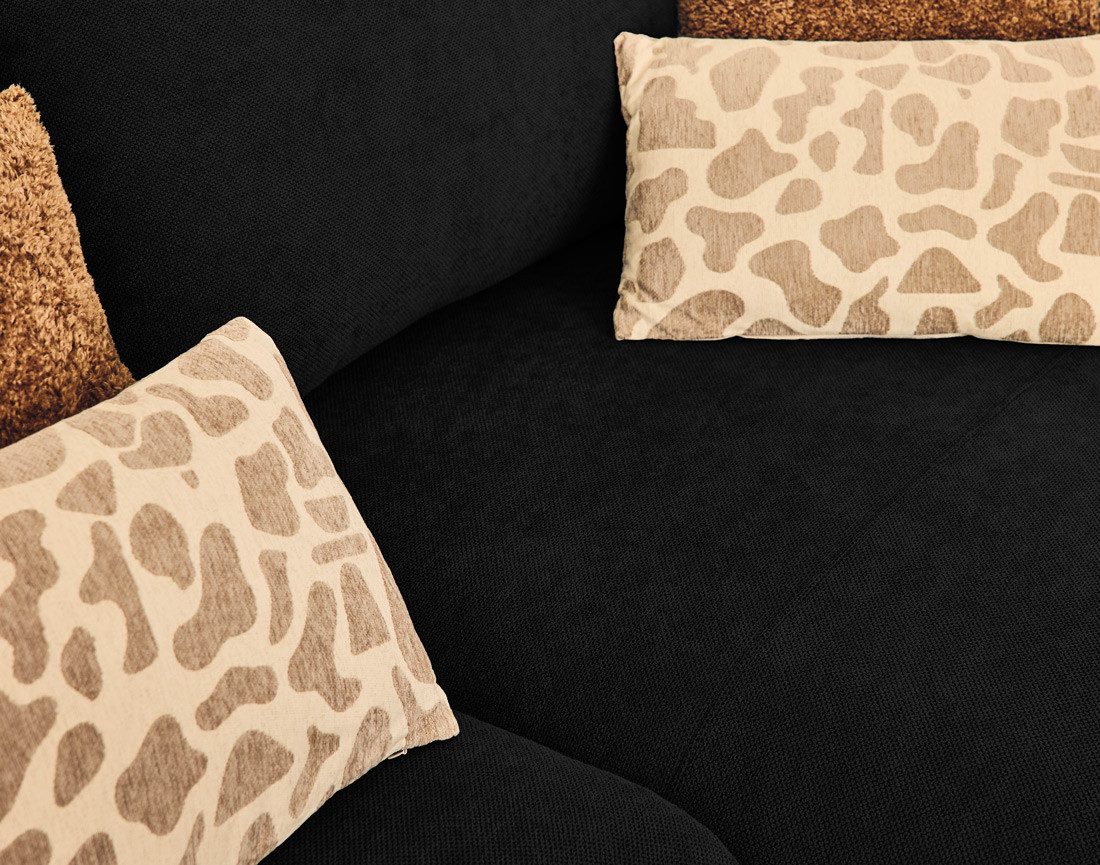 Canapé d'angle droit 4 places convertible avec coffre en tissu Gianni