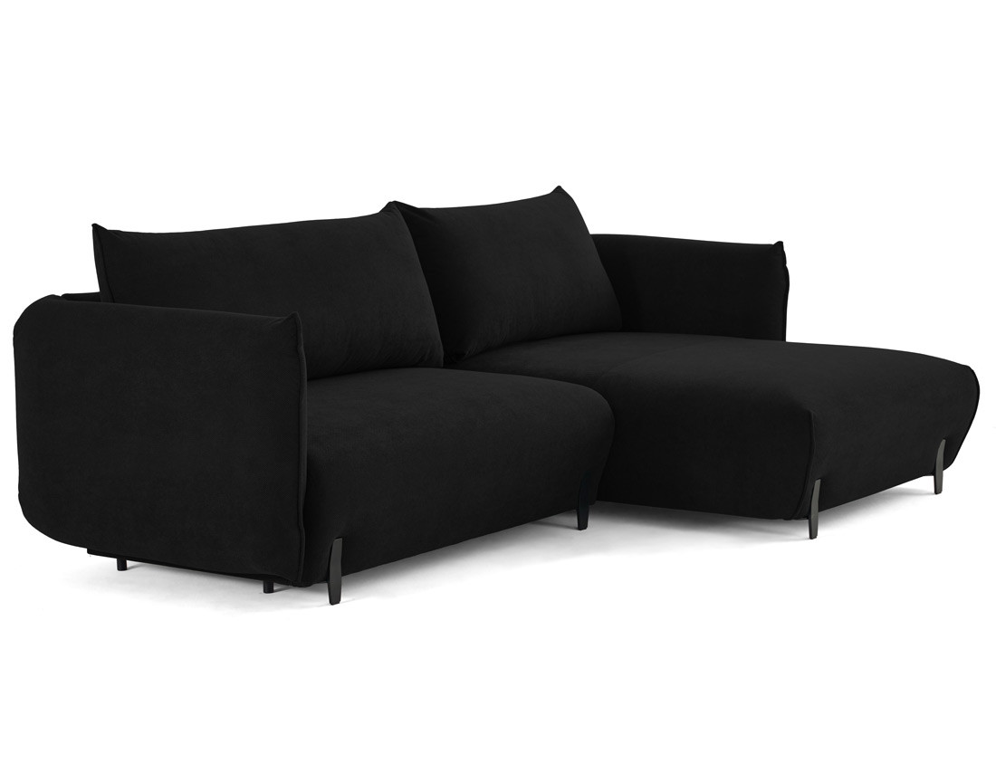 Canapé d'angle droit 4 places convertible avec coffre en tissu Gianni