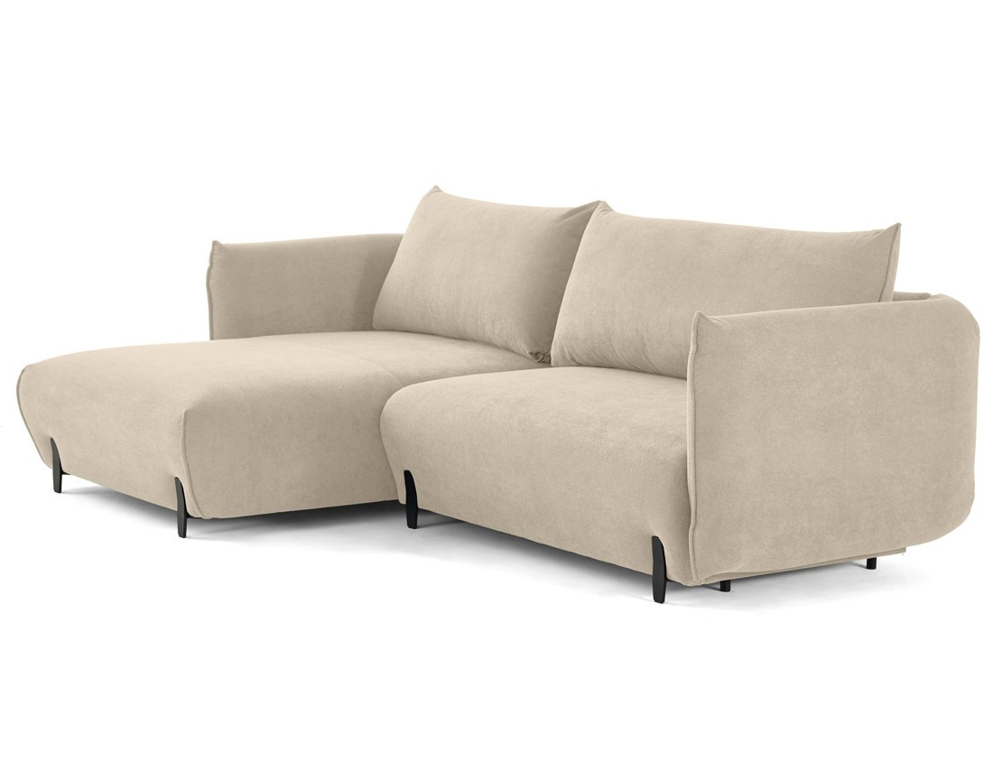Canapé d'angle gauche 4 places convertible avec coffre en tissu Gianni