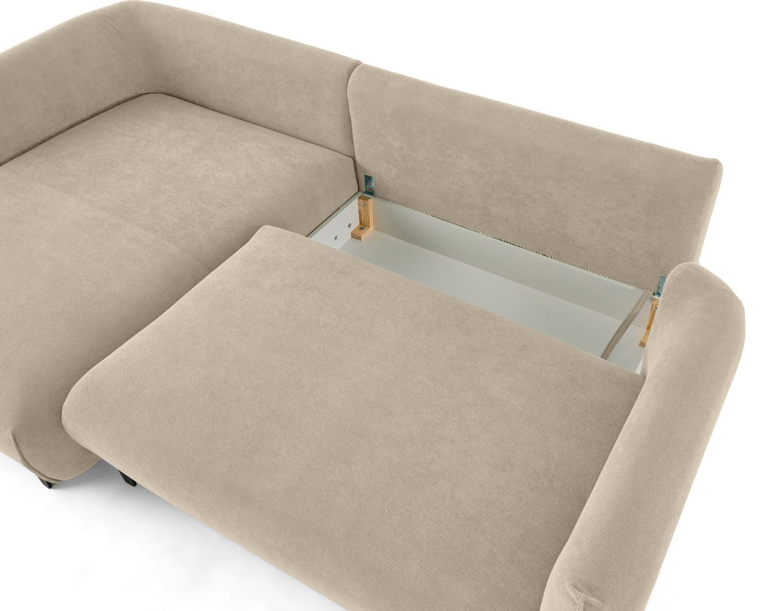 Canapé d'angle gauche 4 places convertible avec coffre en tissu Gianni