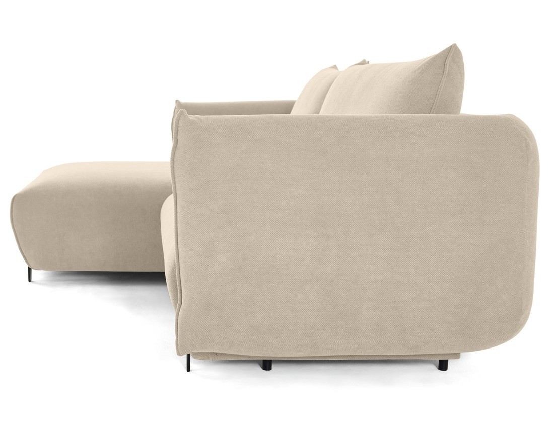 Canapé d'angle gauche 4 places convertible avec coffre en tissu Gianni