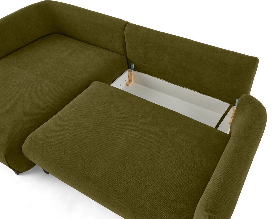 Canapé d'angle gauche 4 places convertible avec coffre en tissu Gianni