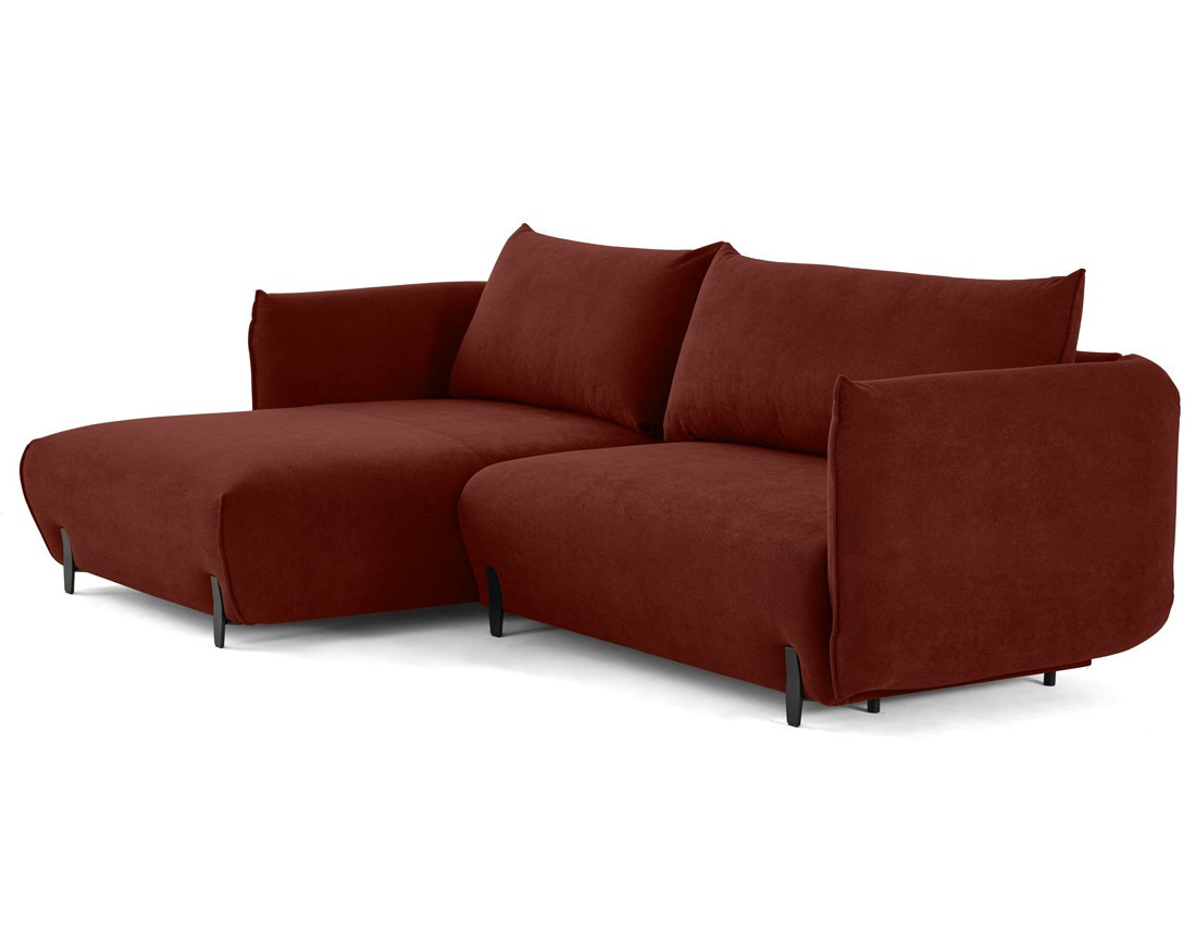 Canapé d'angle gauche 4 places convertible avec coffre en tissu Gianni