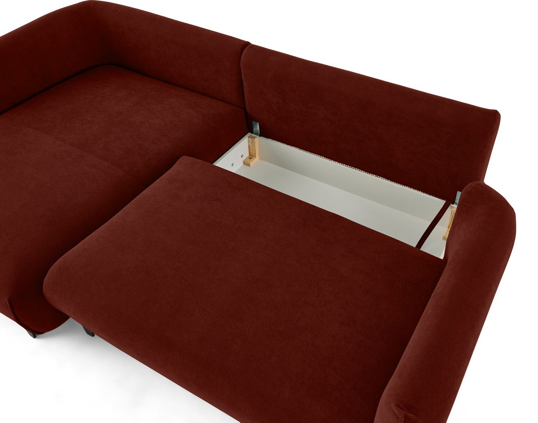 Canapé d'angle gauche 4 places convertible avec coffre en tissu Gianni