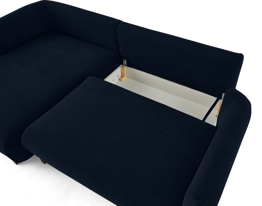 Canapé d'angle gauche 4 places convertible avec coffre en tissu Gianni