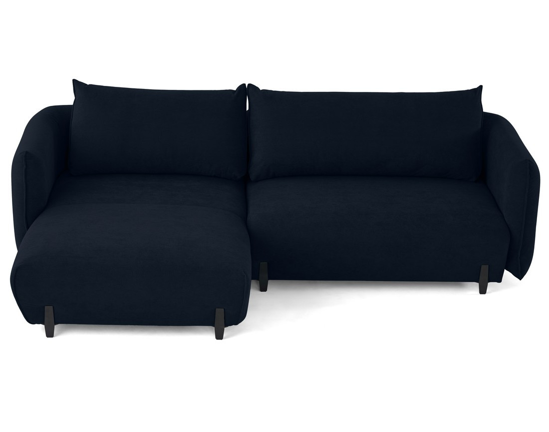 Canapé d'angle gauche 4 places convertible avec coffre en tissu Gianni