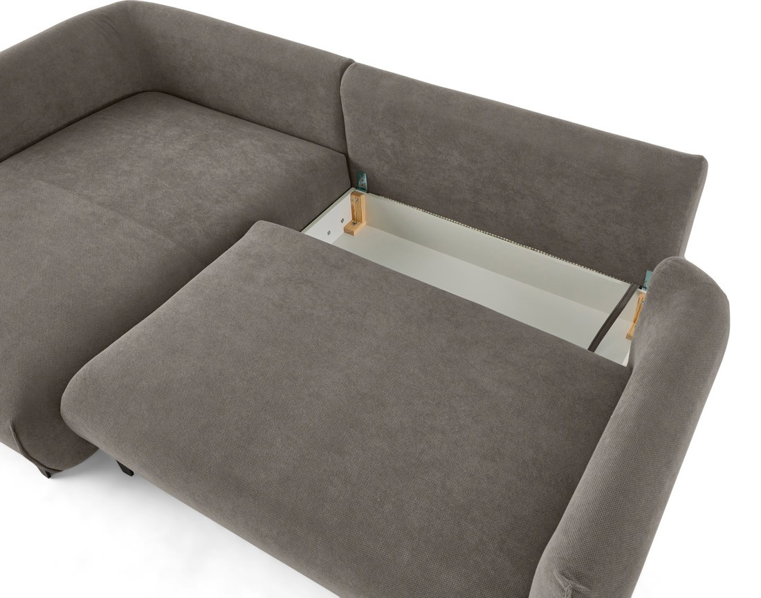Canapé d'angle gauche 4 places convertible avec coffre en tissu Gianni