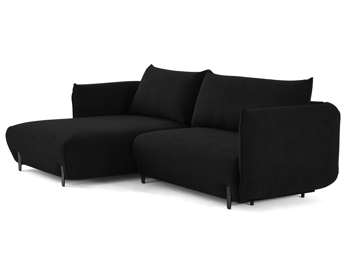 Canapé d'angle gauche 4 places convertible avec coffre en tissu Gianni