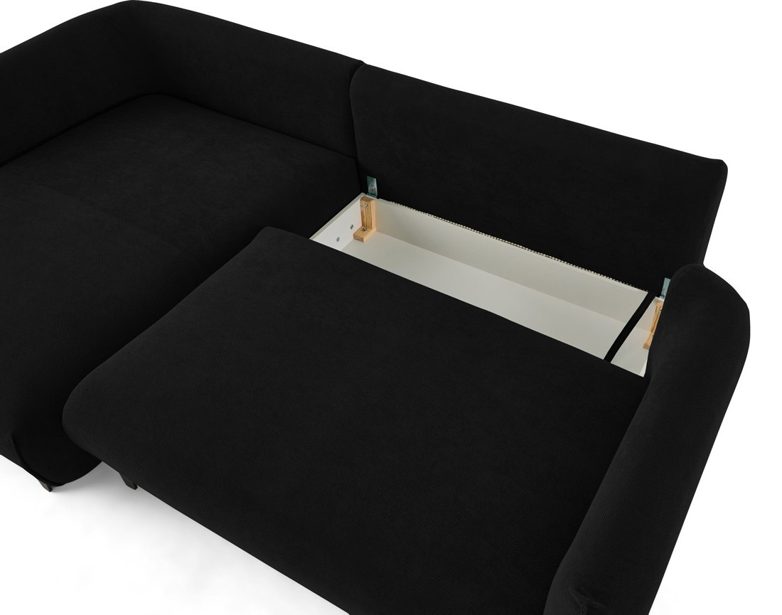 Canapé d'angle gauche 4 places convertible avec coffre en tissu Gianni