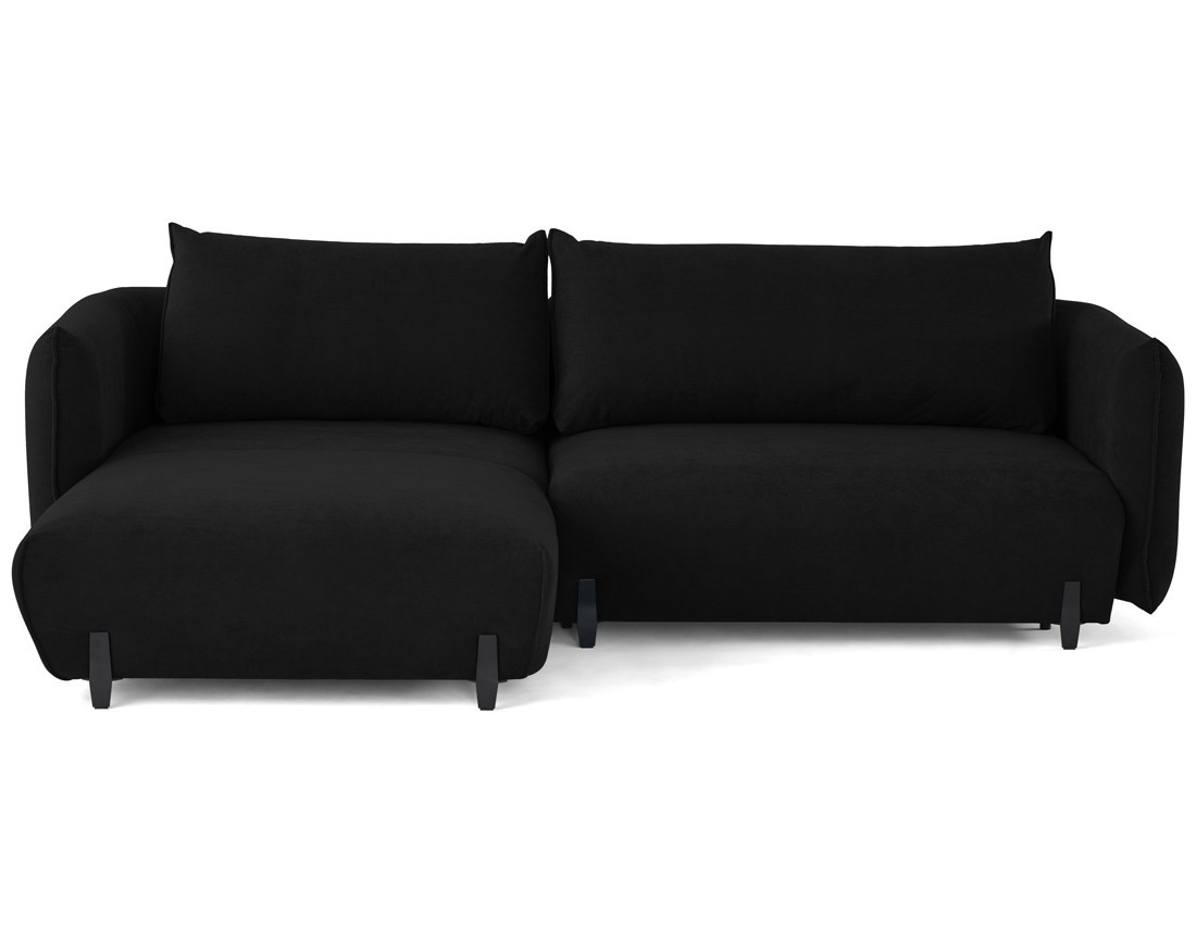 Canapé d'angle gauche 4 places convertible avec coffre en tissu Gianni