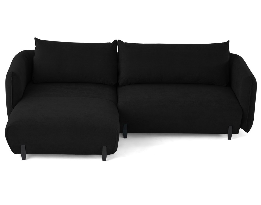 Canapé d'angle gauche 4 places convertible avec coffre en tissu Gianni