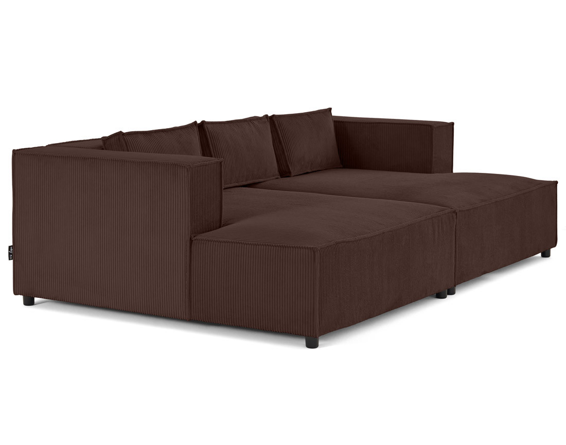 Canapé droit 3 places avec double méridienne - assise profonde - en velours côtelé Stella