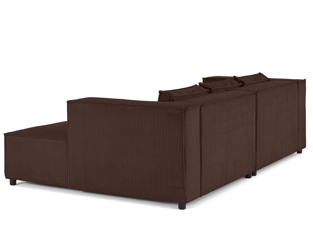 Canapé droit 3 places avec double méridienne - assise profonde - en velours côtelé Stella