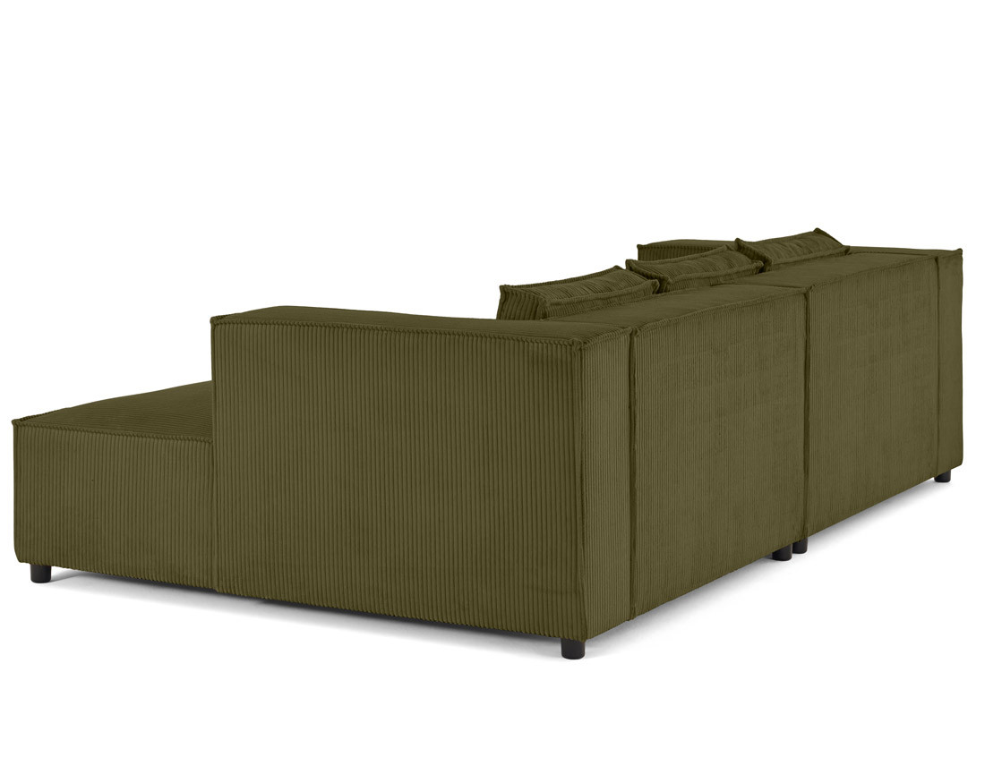 Canapé droit 3 places avec double méridienne - assise profonde - en velours côtelé Stella