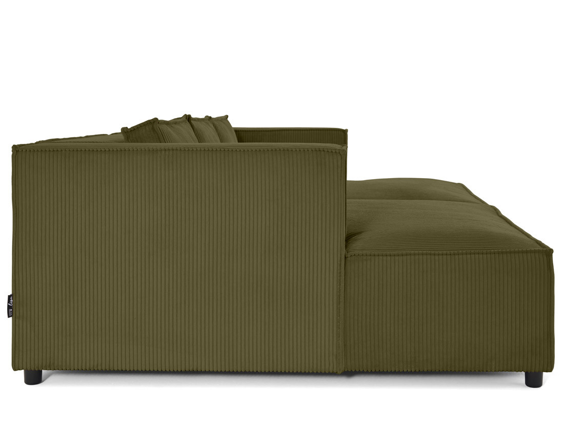 Canapé droit 3 places avec double méridienne - assise profonde - en velours côtelé Stella