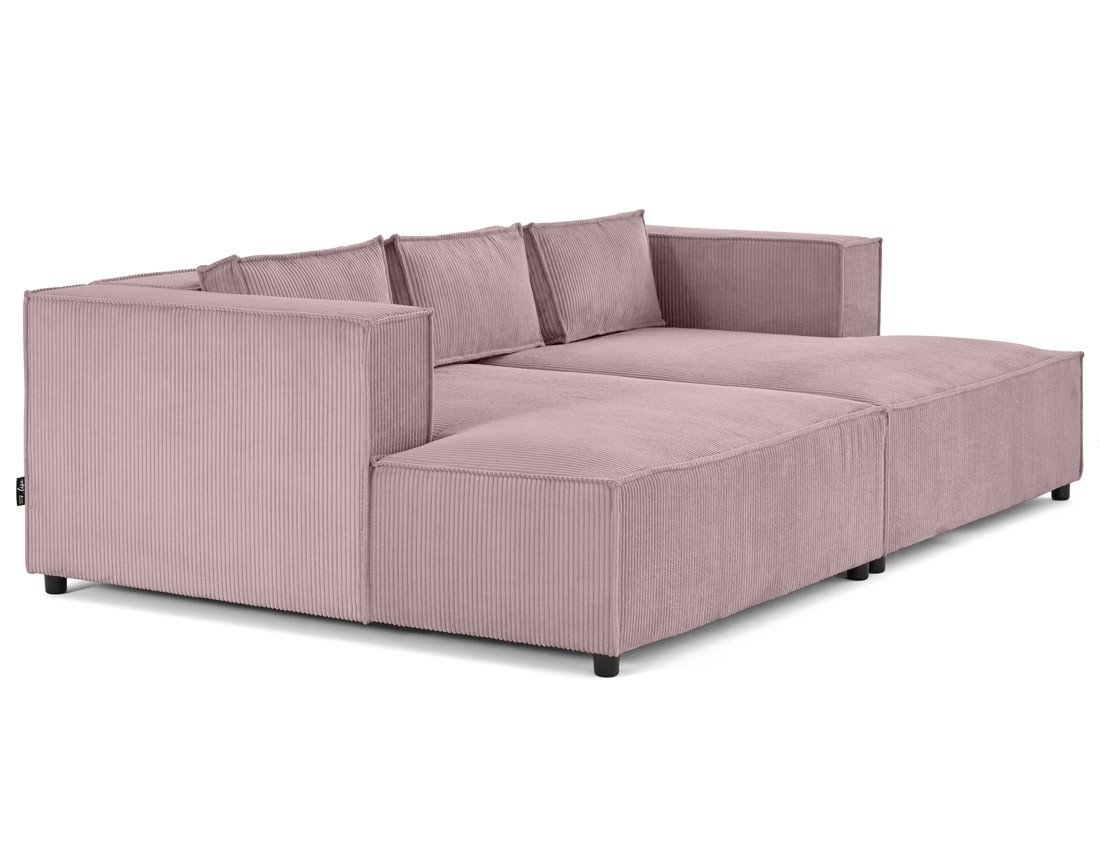 Canapé droit 3 places avec double méridienne - assise profonde - en velours côtelé Stella
