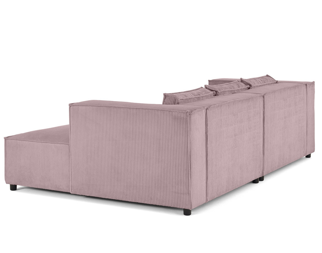 Canapé droit 3 places avec double méridienne - assise profonde - en velours côtelé Stella