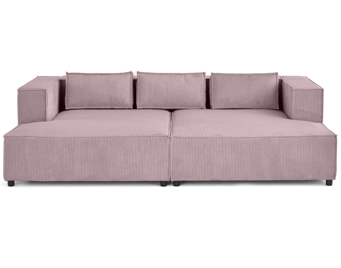 Canapé droit 3 places avec double méridienne - assise profonde - en velours côtelé Stella