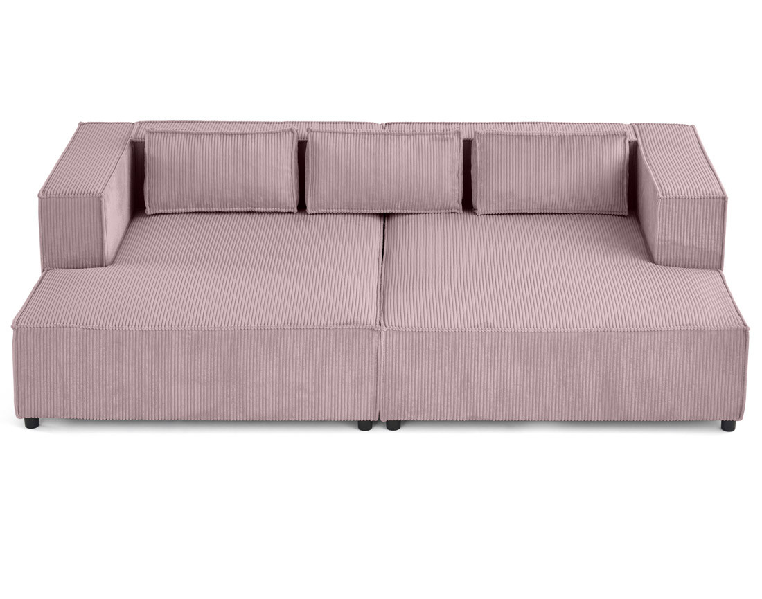 Canapé droit 3 places avec double méridienne - assise profonde - en velours côtelé Stella