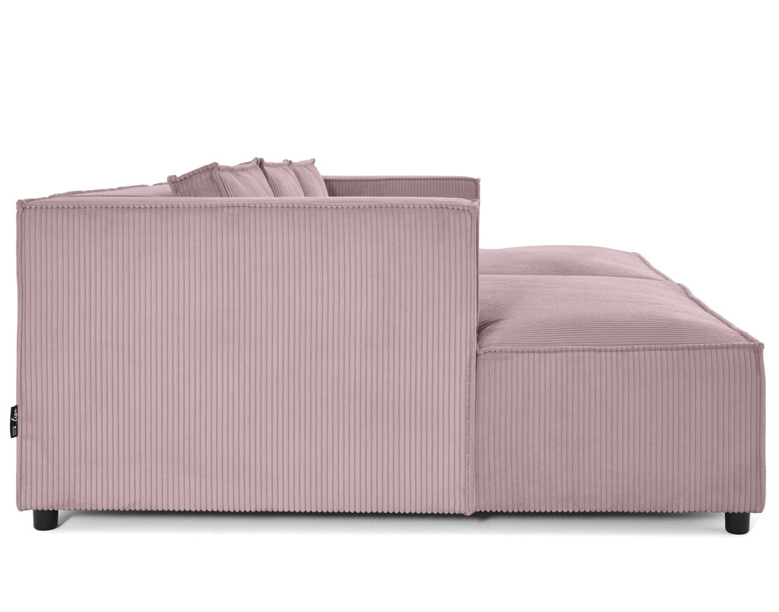 Canapé droit 3 places avec double méridienne - assise profonde - en velours côtelé Stella