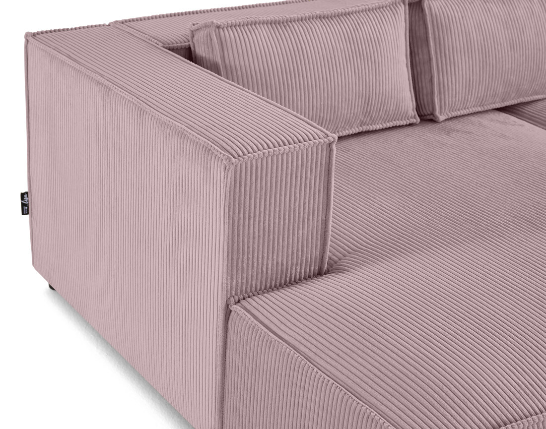 Canapé droit 3 places avec double méridienne - assise profonde - en velours côtelé Stella