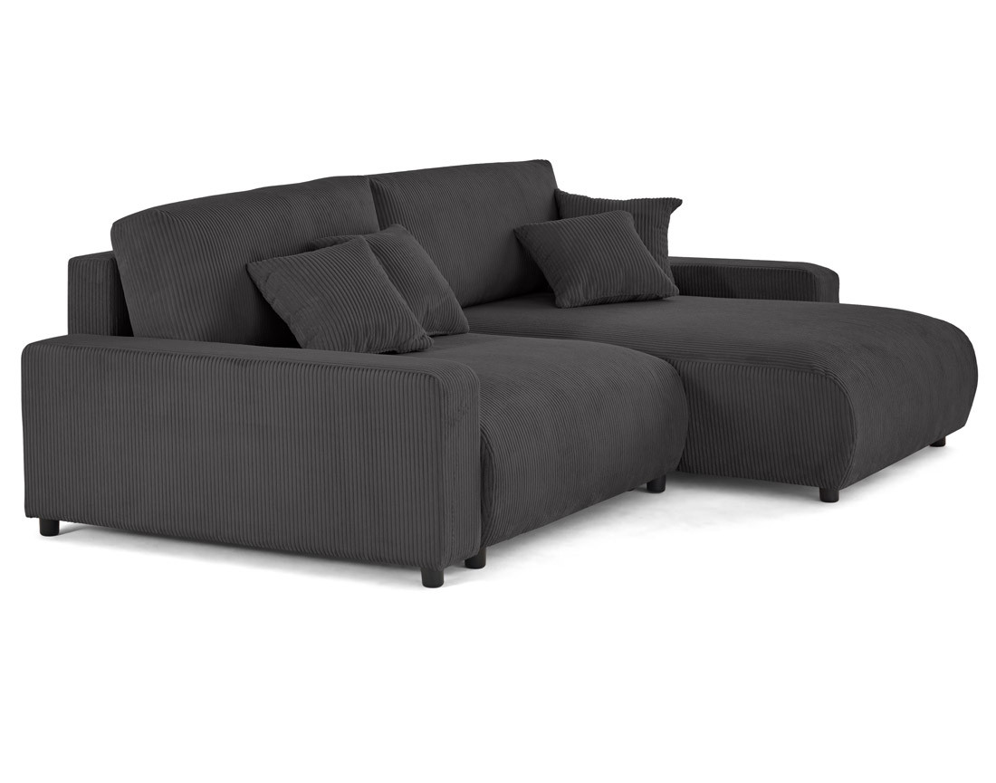 Canapé d'angle réversible 4 places convertible avec deux coffres en velours côtelé Pivoine