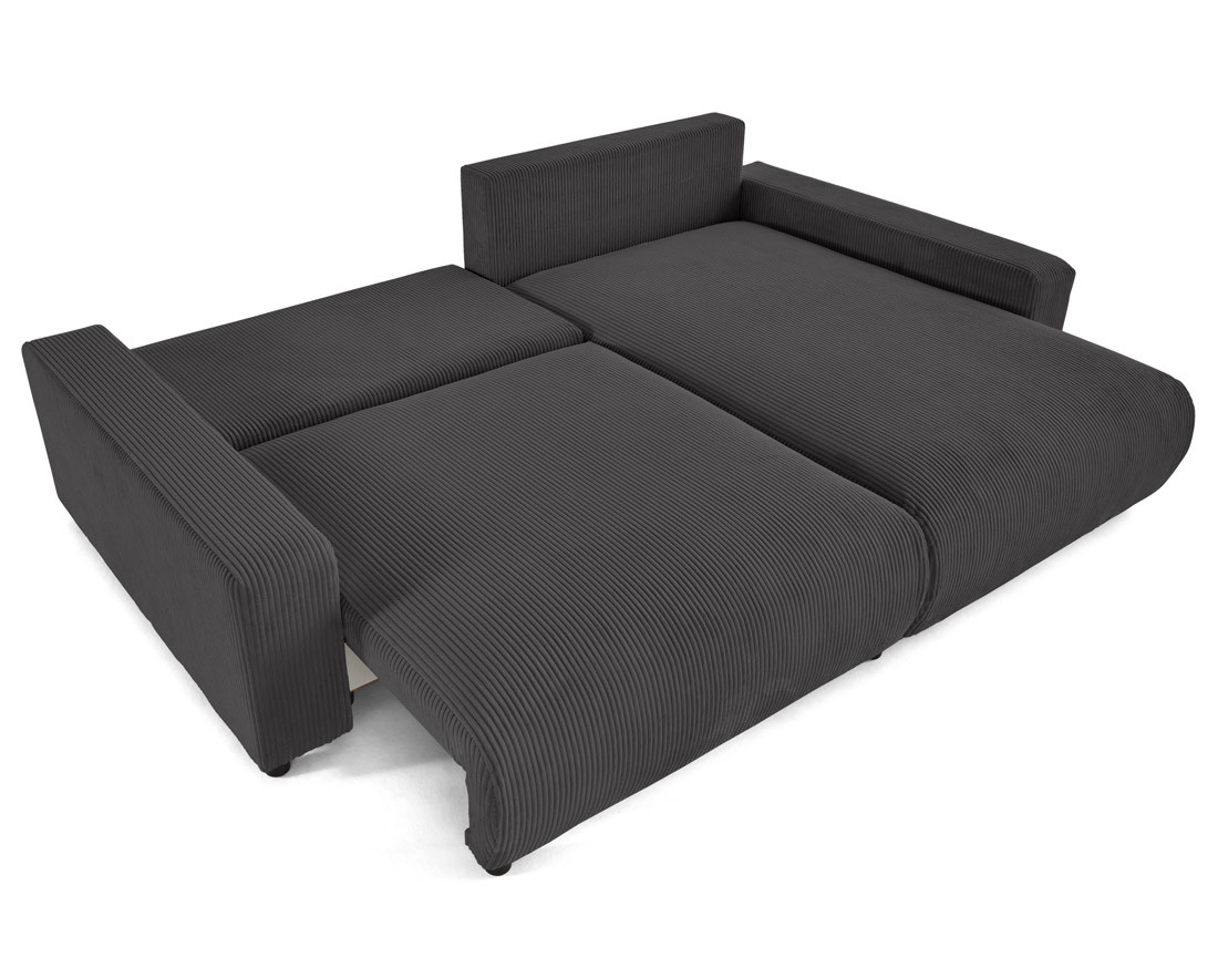 Canapé d'angle réversible 4 places convertible avec deux coffres en velours côtelé Pivoine