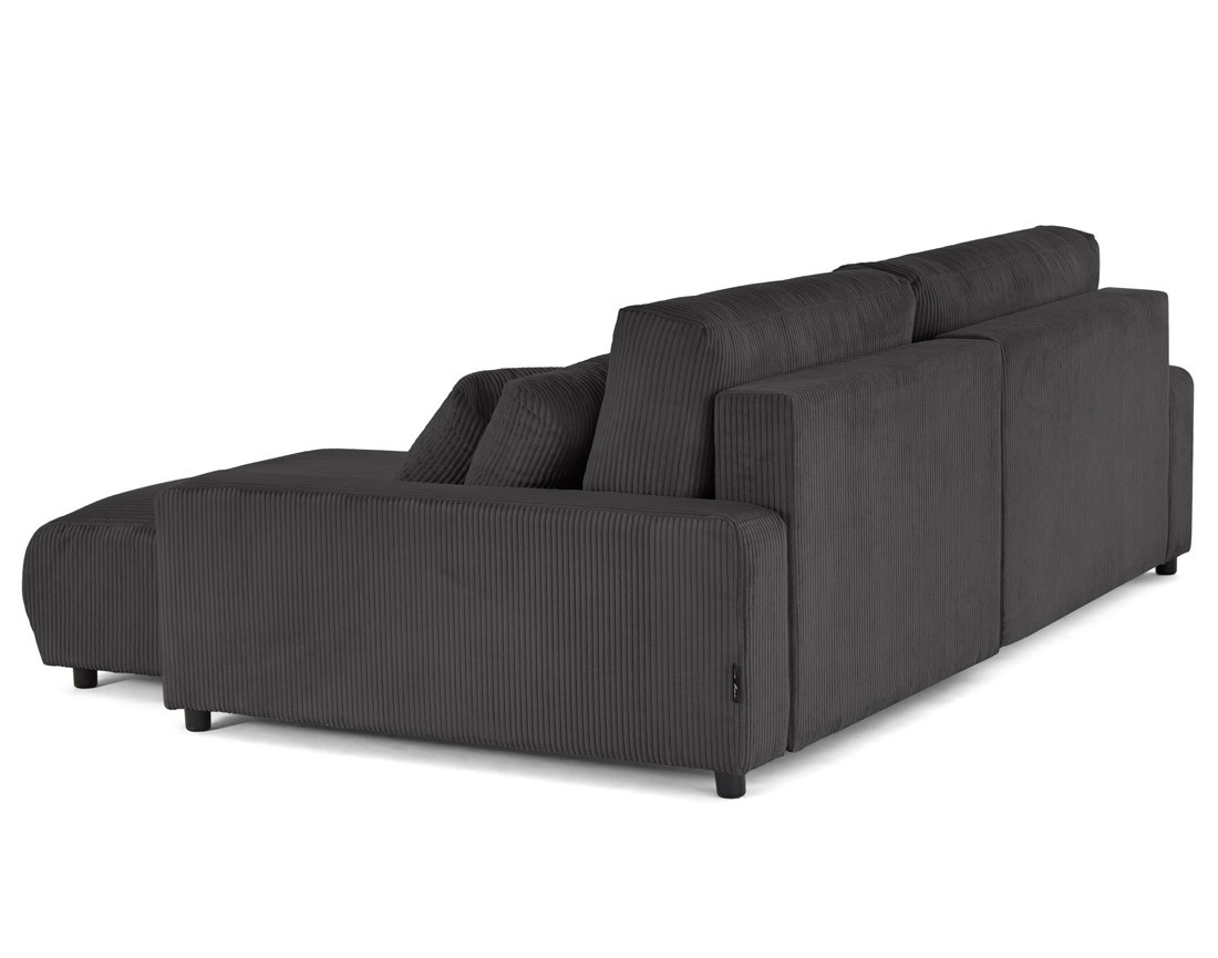 Canapé d'angle réversible 4 places convertible avec deux coffres en velours côtelé Pivoine