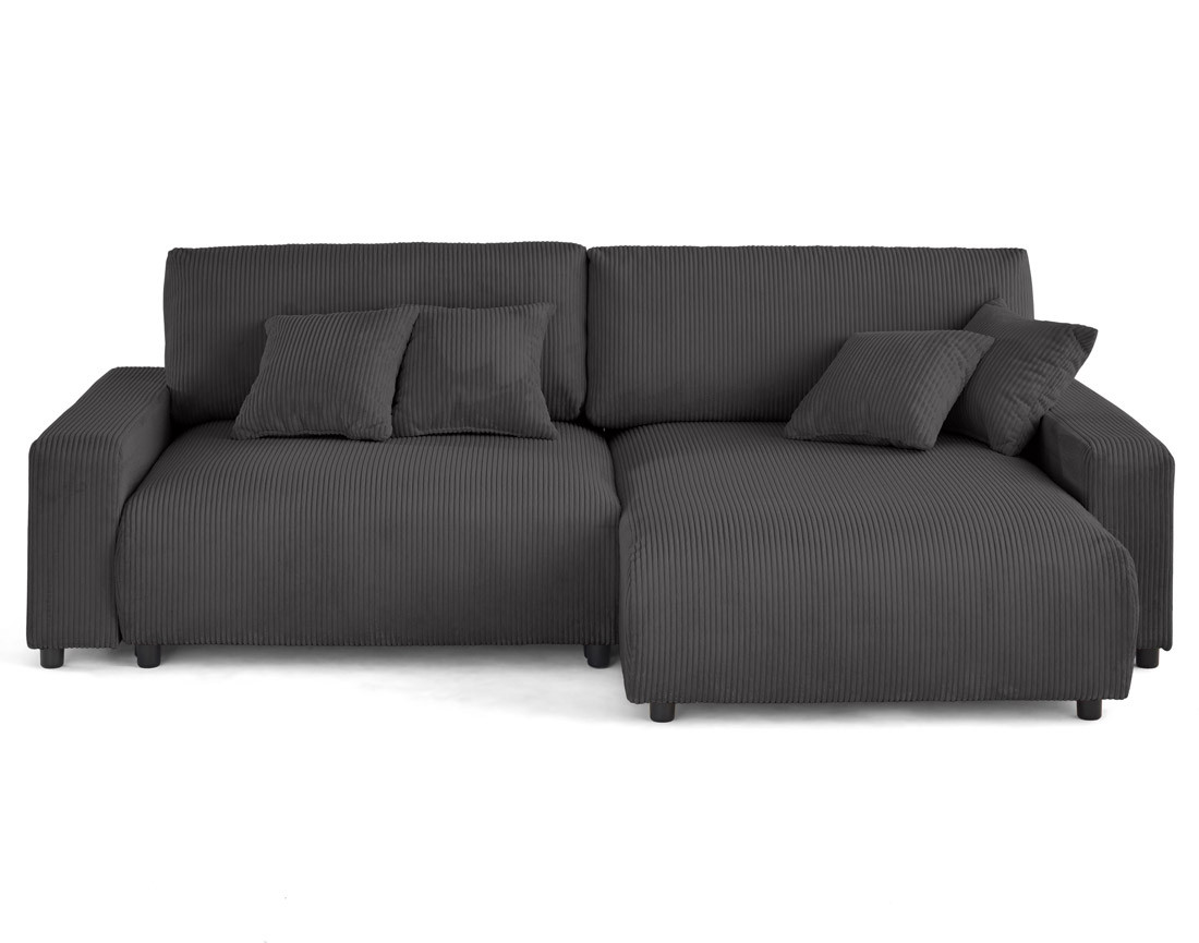 Canapé d'angle réversible 4 places convertible avec deux coffres en velours côtelé Pivoine