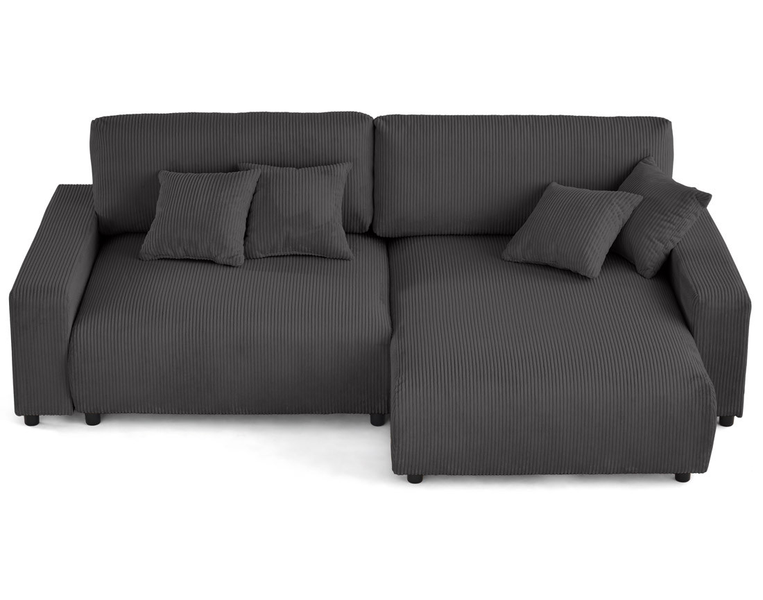 Canapé d'angle réversible 4 places convertible avec deux coffres en velours côtelé Pivoine