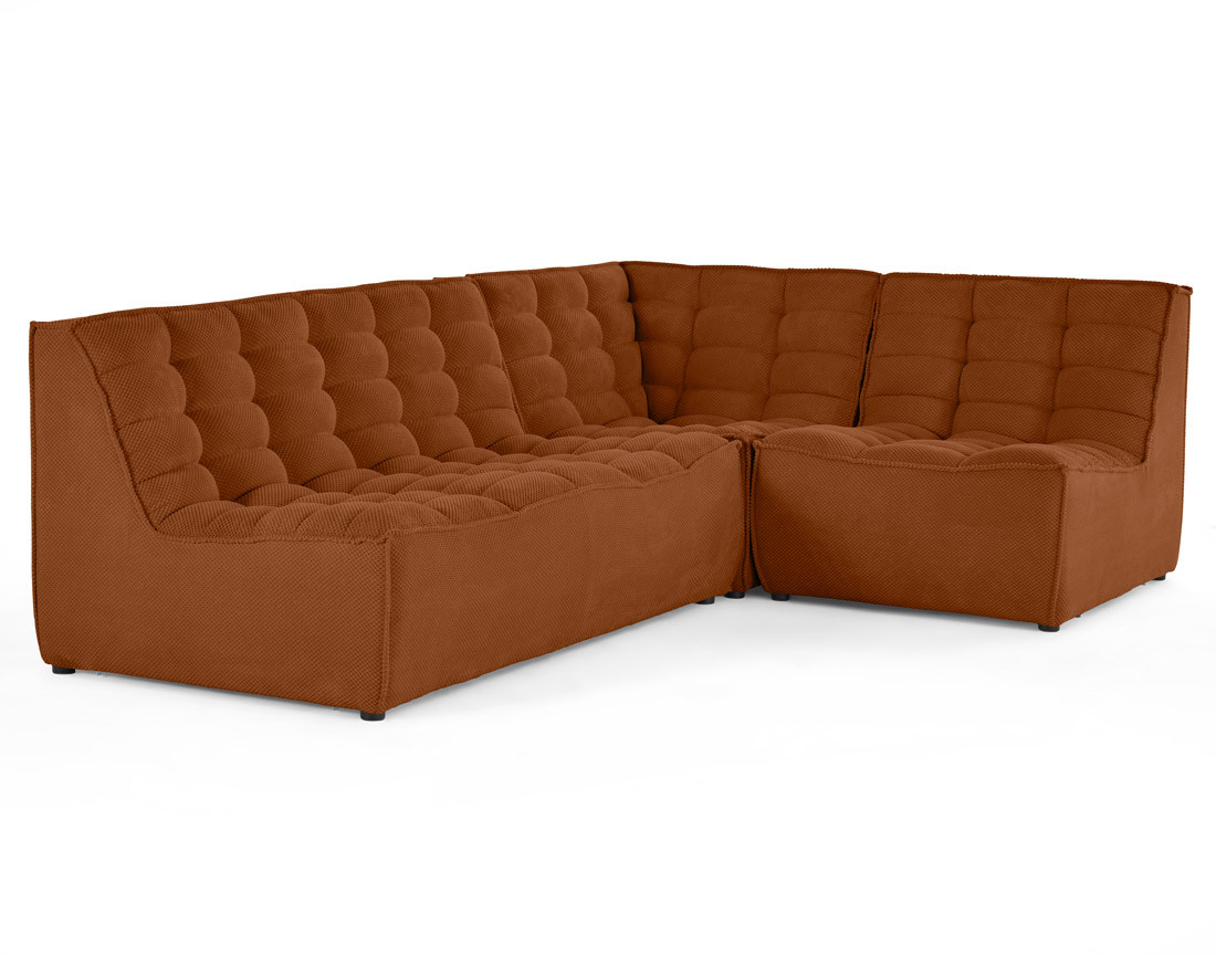 Canapé modulable d'angle réversible 4 places en velours texturé Ellie