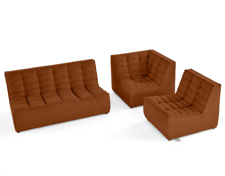 Canapé modulable d'angle réversible 4 places en velours texturé Ellie