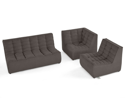 Canapé modulable d'angle réversible 4 places en velours texturé Ellie