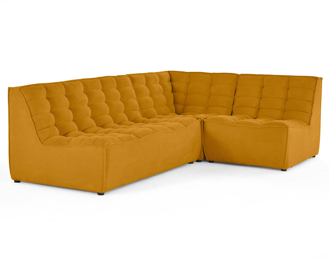 Canapé modulable d'angle réversible 4 places en velours texturé Ellie