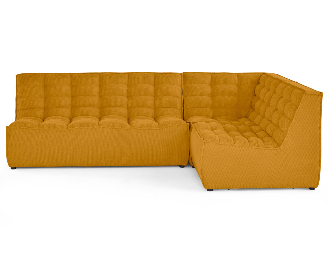 Canapé modulable d'angle réversible 4 places en velours texturé Ellie