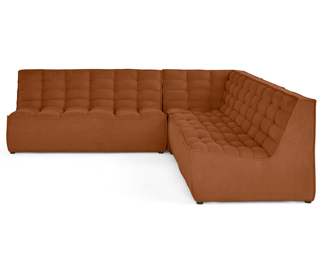 Canapé modulable d'angle réversible 5 places en velours texturé Ellie